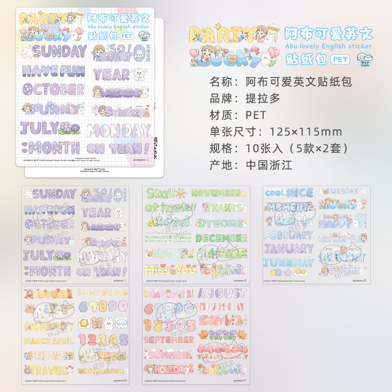 10Pcs/Lot English word stickers 5 Style #ST7178