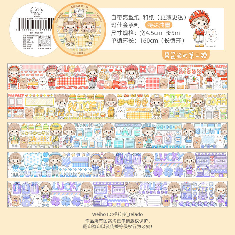 New Cute Girl Stickers Washi Tapes 4.5cm*160cm WT220