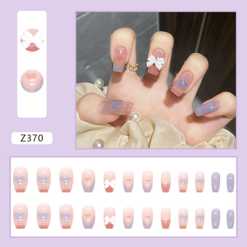 3D three-dimensional bow girl cute manicure false nails #N5754