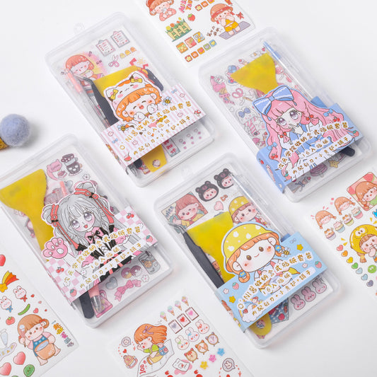 DIY hand account decorative material sticker tweezers storage box set #S0152