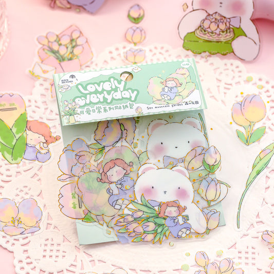 PVC bronzing cute hand account decorative stickers 30 pieces #S9740