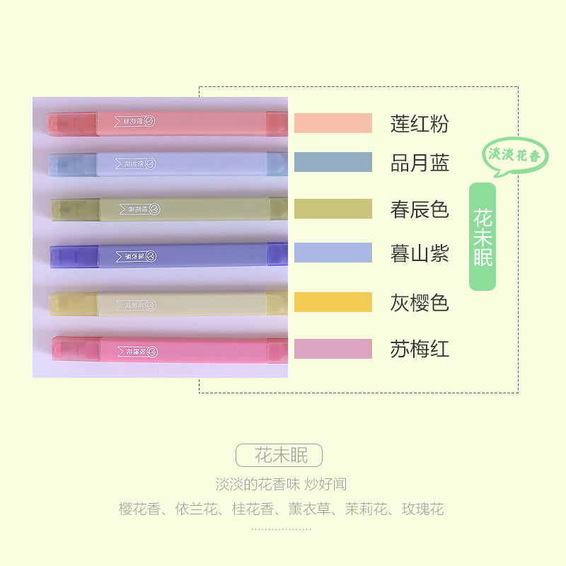 Scented Double-Ended Highlighter Student underlining colored markers #P7400