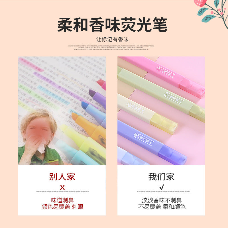 Scented Double-Ended Highlighter Student underlining colored markers #P7400