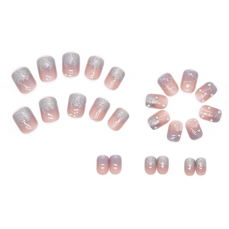 Pearl Embossed Flowers Color-changing  False Nails #N5752