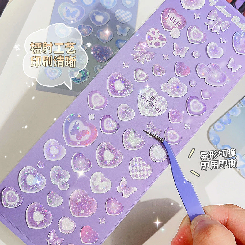 Laser Girls' Heart Bubble DIY Sticker #S6652