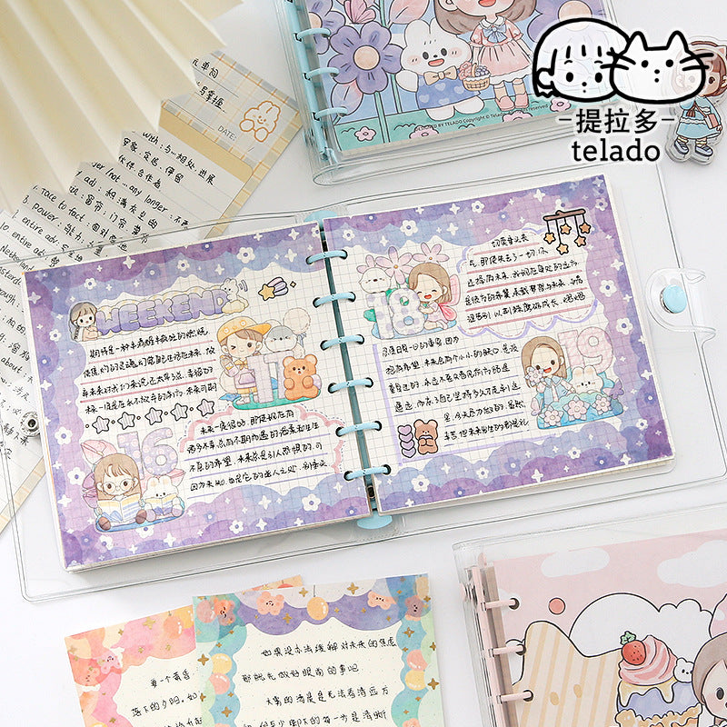 Cute girl square loose-leaf book #B2182