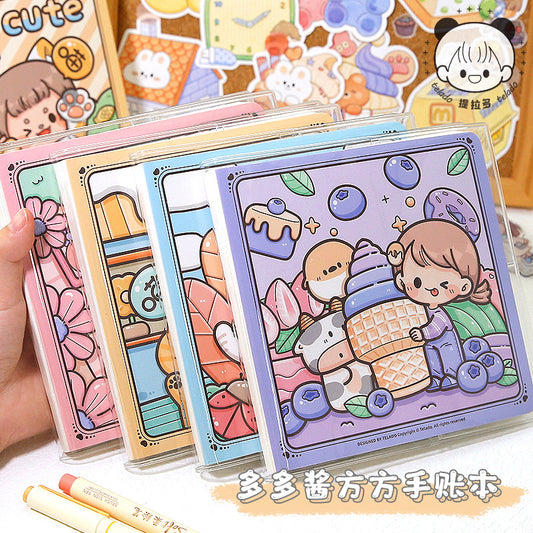 Cute cartoon study notepad Square hand ledger with stickers #B9689