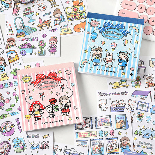 Cute girl cartoon hand account decoration sticker #S5114