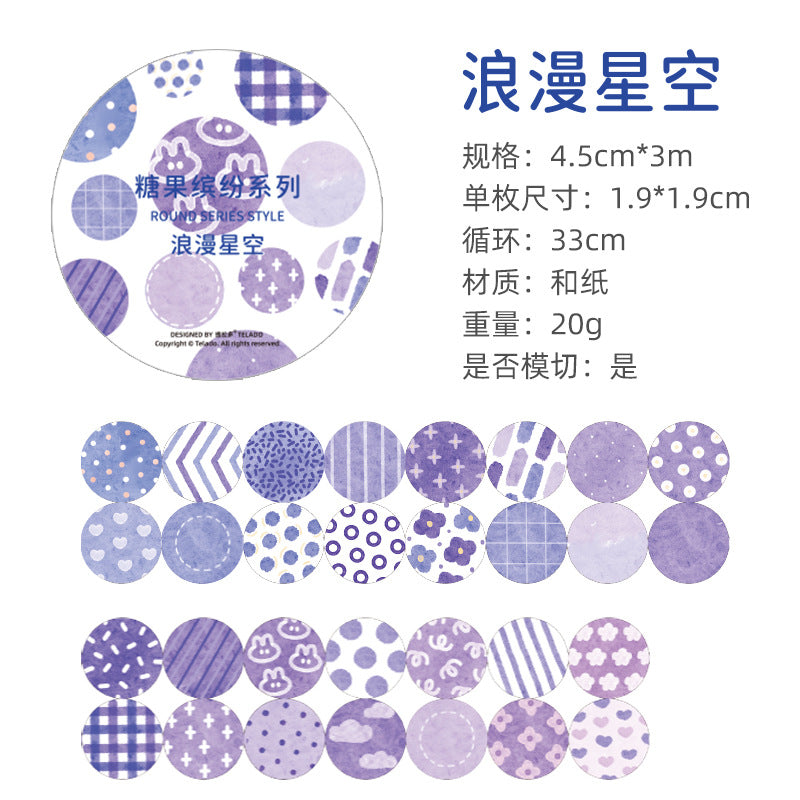 Round Colored Tape Stickers 4.5cm*3m #st8486