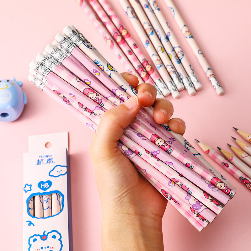 Writing drawing sketch pen student stationery HB pencil with eraser 10pcs/lot #p2496