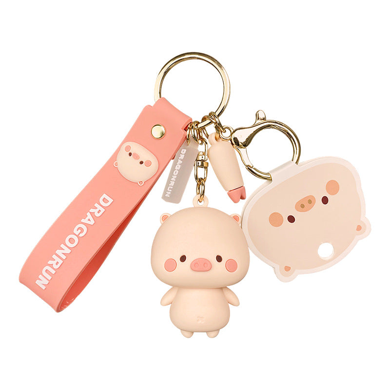 Dino E Car Keychain (Pink accents) – Troublesome Girl Studios
