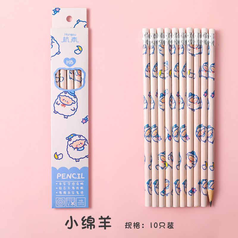 Writing drawing sketch pen student stationery HB pencil with eraser 10pcs/lot #p2496