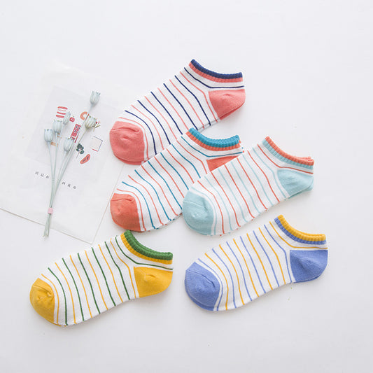 Small fresh striped cotton socks Colored stripes female socks High quality girl socks